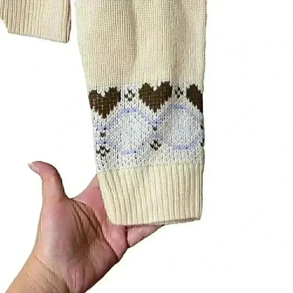 Acme de La Vie Sweater XS Ivory Nordic Bear Pattern Wool Blend Women’s NWT - Picture 6 of 9